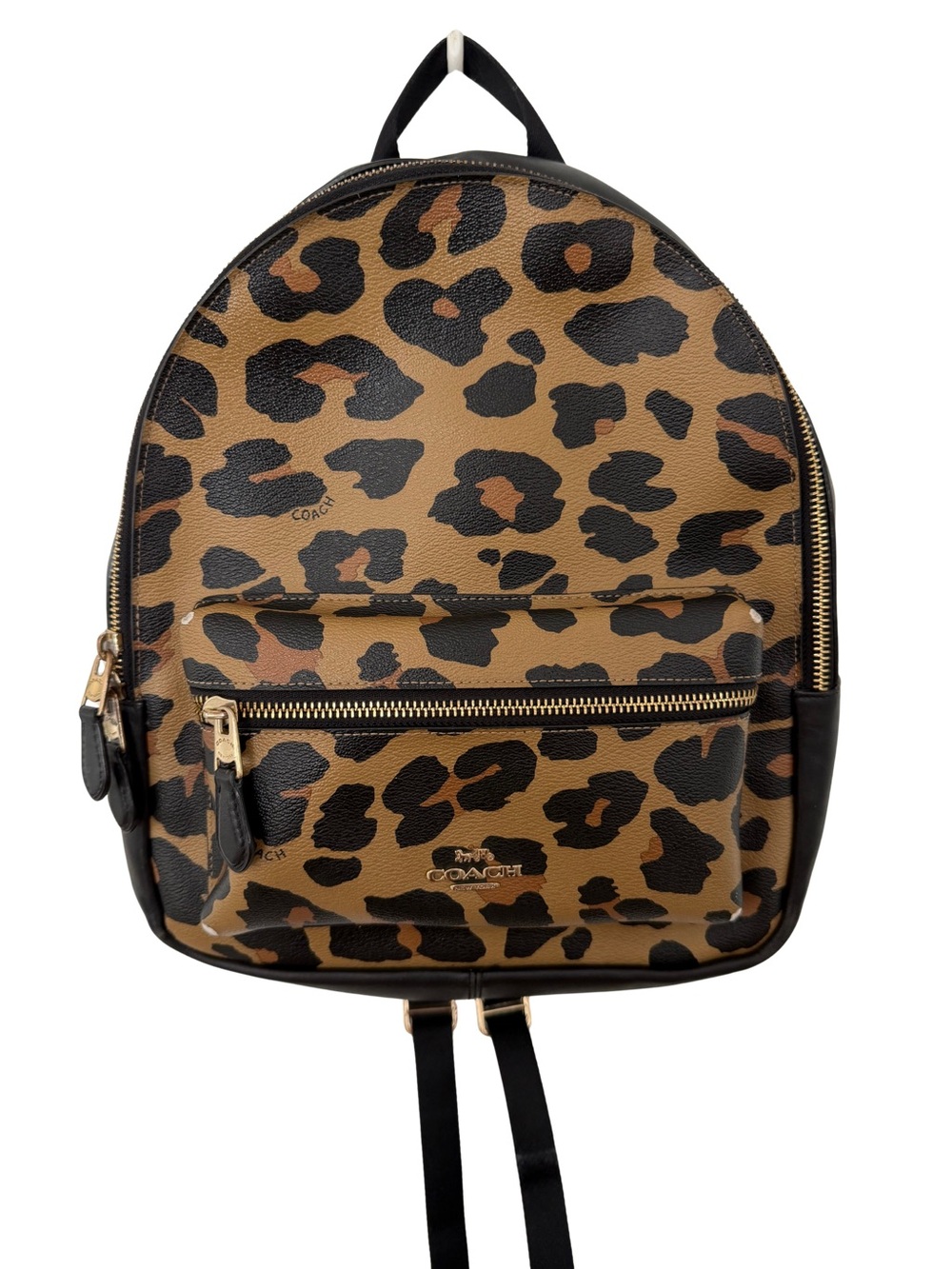 Coach Medium Charlie Backpack with Leopard Print (Style F87754)